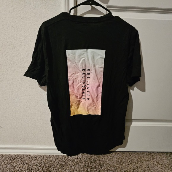 Hollister California Black T Shirt Size L Crew Neck Short Sleeve Cotton Tee - Picture 5 of 6